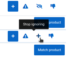 The Stop ignoring tooltip on the plus icon next to an ignored competitor