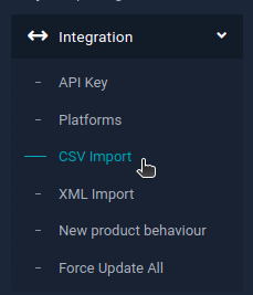 NetRadar.io menu with Integration → CSV Import selected