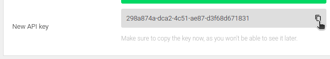 The new API key in DanDomain with the copy icon