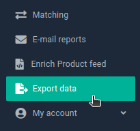 NetRadar.io menu with Export data selected