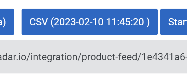 The CSV button with date and time and the CSV web address below it