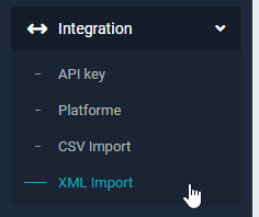 NetRadar.io menu with Integration → XML Import selected
