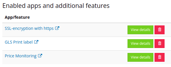 List of enabled apps in Golden Planet with Price Monitoring included