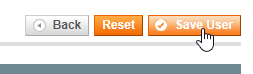 The Save User button in Magento