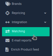 NetRadar.io menu with Matching selected
