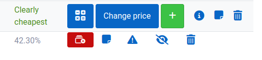 Red variant button next to a competitor