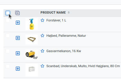 The select-all checkbox at the top of the product list