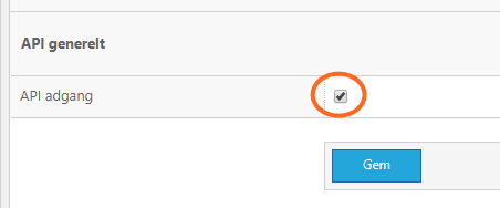 API settings in Scannet with the API adgang checkbox ticked