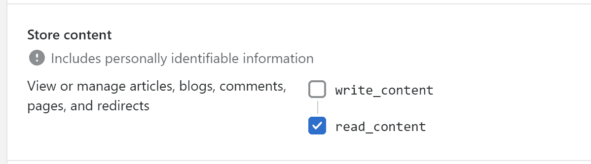 Store content: read_content selected