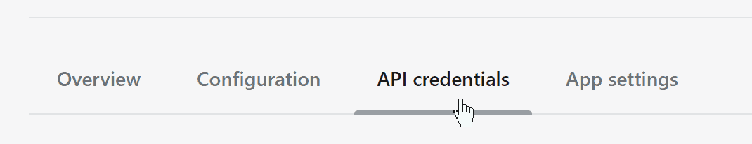 The API credentials tab in the Shopify app