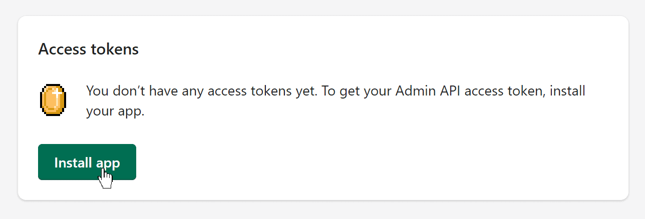 Access tokens section with the Install app button