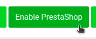 The Enable PrestaShop button in NetRadar.io