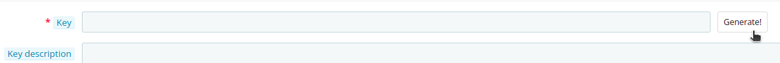 The Key field with the Generate! button next to it