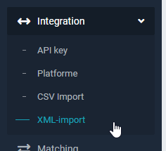 NetRadar.io menu with Integration → XML Import selected